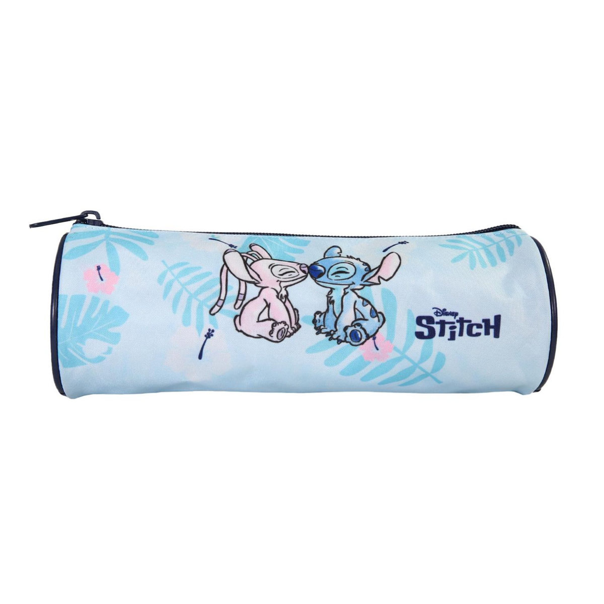 Bagtrotter Bagtrotter - Stitch - Stitch et Angel - Trousse Scolaire Ronde - Bleu - 1 Compartiment Zippé - 22x7x7cm - Matière Polyester - Accessoire et Papeterie Scolaire