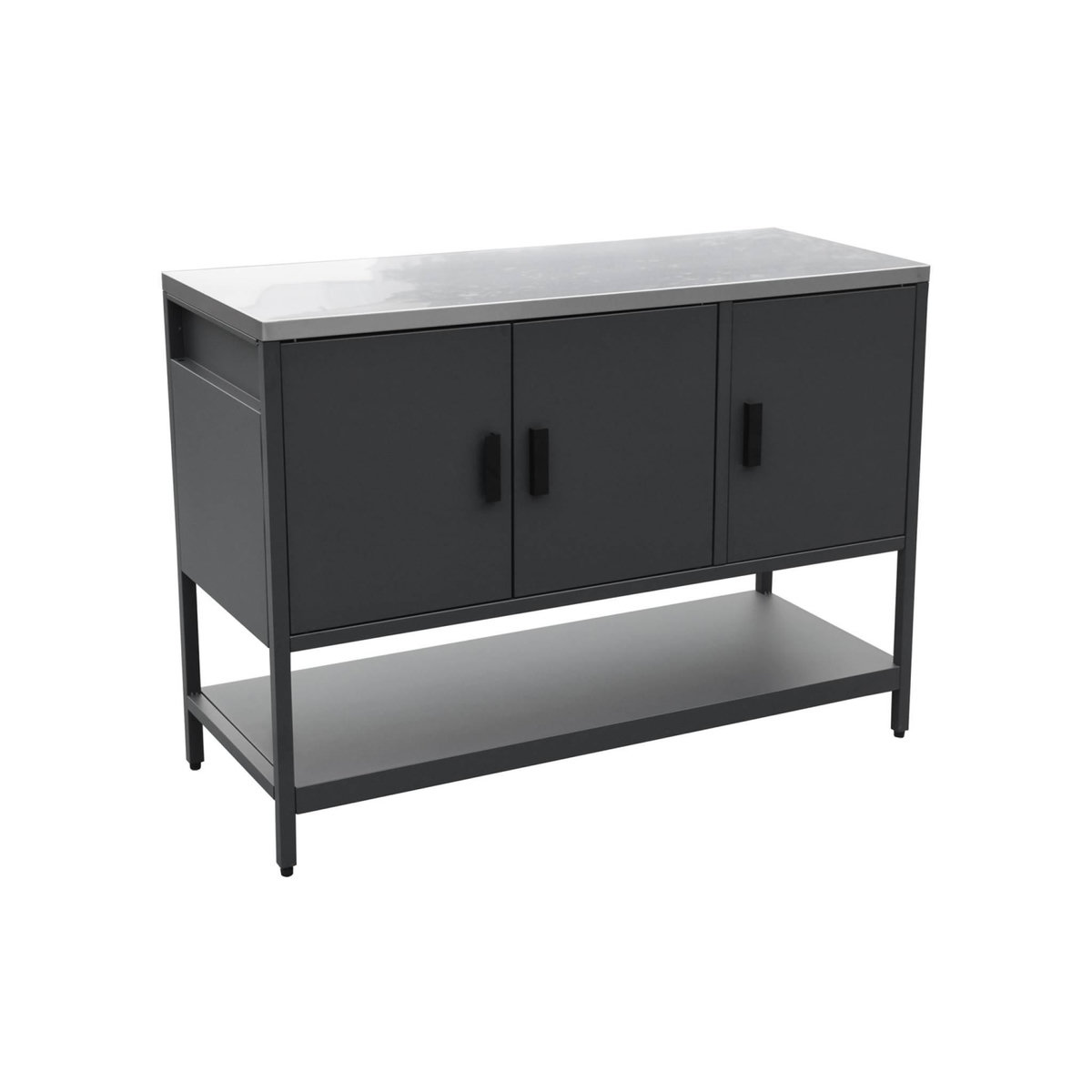 SWEEEK Cuisine extérieure en acier 3 portes,1 étagère L120cm