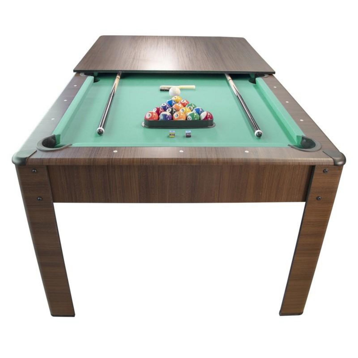 PLAY4FUN Billard Américain HARMONY 6Ft - 206,5 x 116,5 x 80 cm avec accessoires et plateau dînatoire - Couleur Chêne