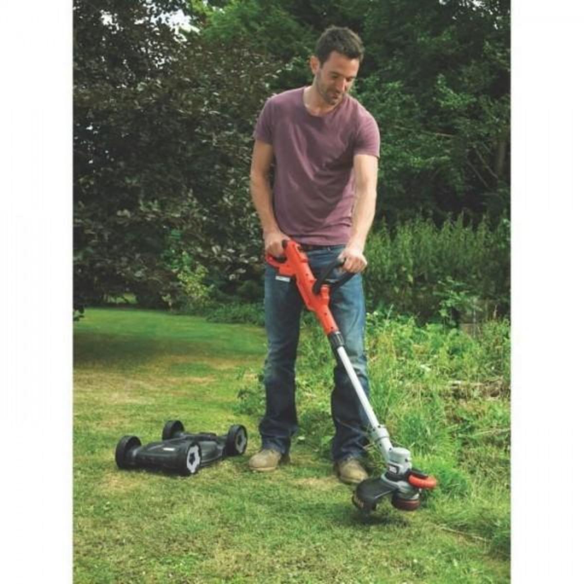 Black et Decker Tondeuse a Gazon Outil 3en1 sur batterie 18V 28cm de coupe BLACK+DECKER STC1820CM - Grande autonomie