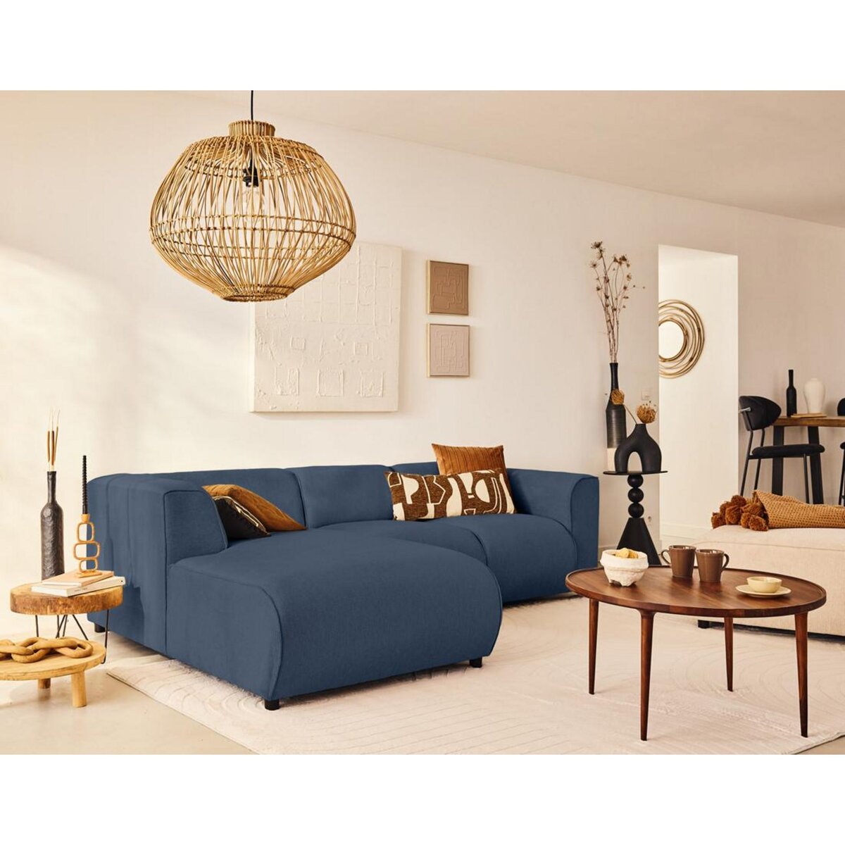 LISA DESIGN Suaro - module d'assise méridienne gauche en tissu texturé