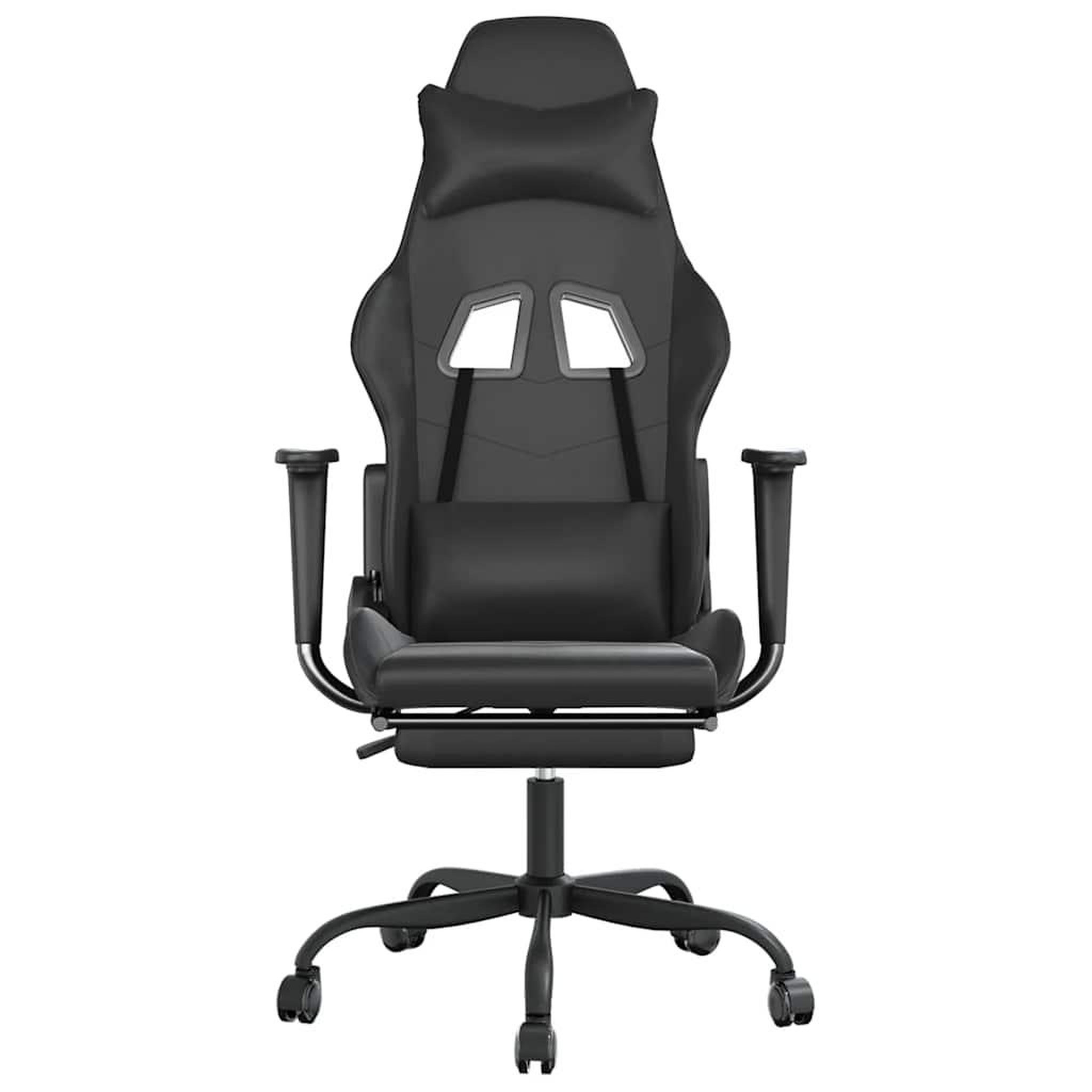 Voir la diapositive 4 : VIDAXL Chaise de jeu de massage avec repose-pied Noir Similicuir