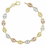 L'ATELIER D'AZUR Bracelet 3 Ors - Or Tricolore - Grain de Café Jaune, Blanc et Rose - Femme