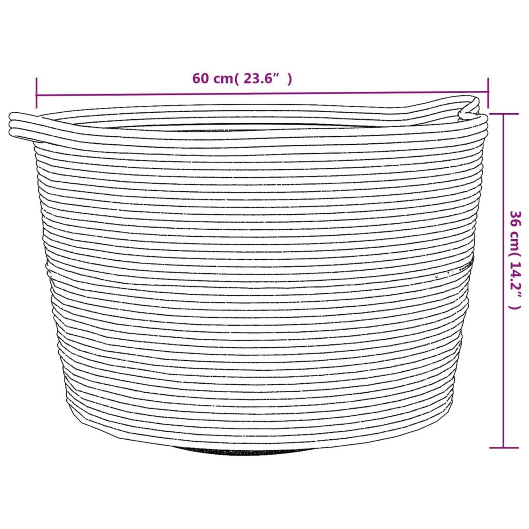 Voir la diapositive 6 : VIDAXL Panier a linge gris et blanc Ø60x36 cm coton