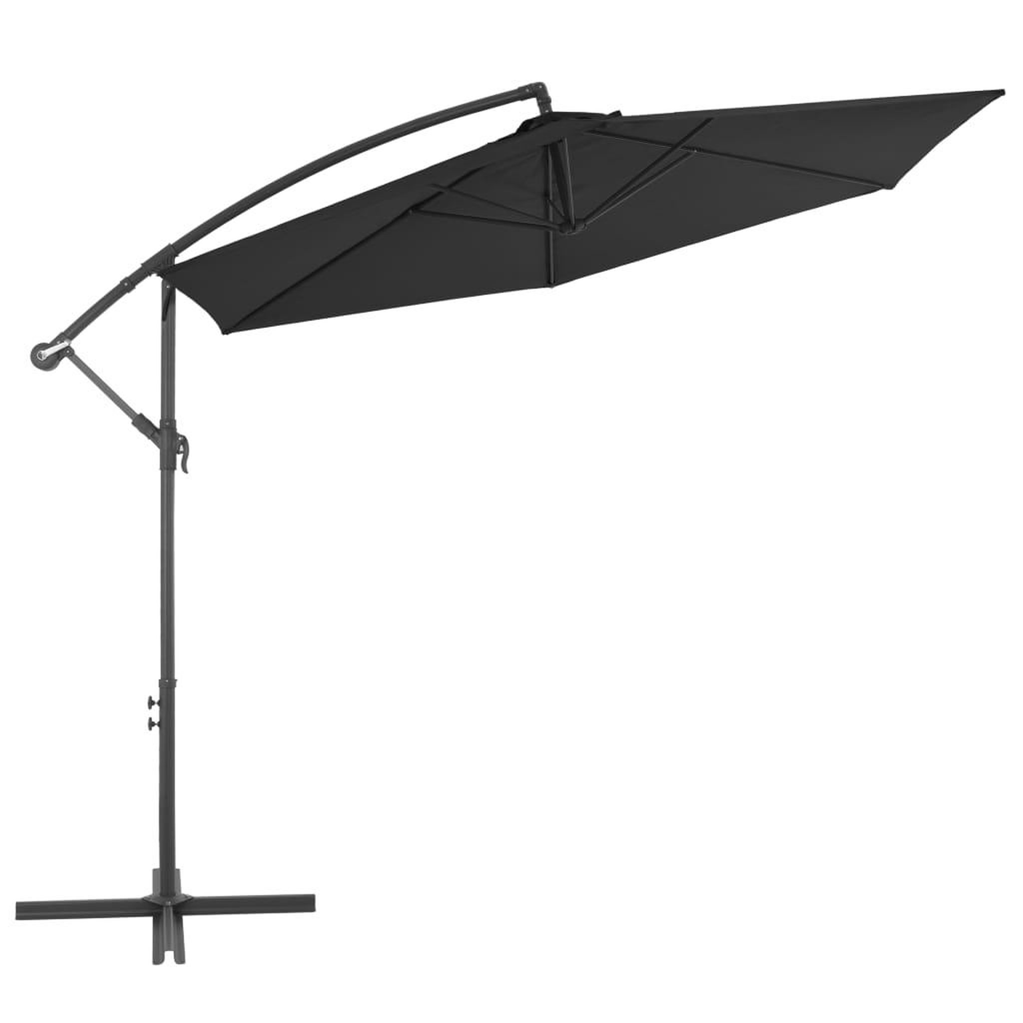 Voir la diapositive 2 : VIDAXL Parasol de jardin en porte-a-faux avec mat en aluminium noir