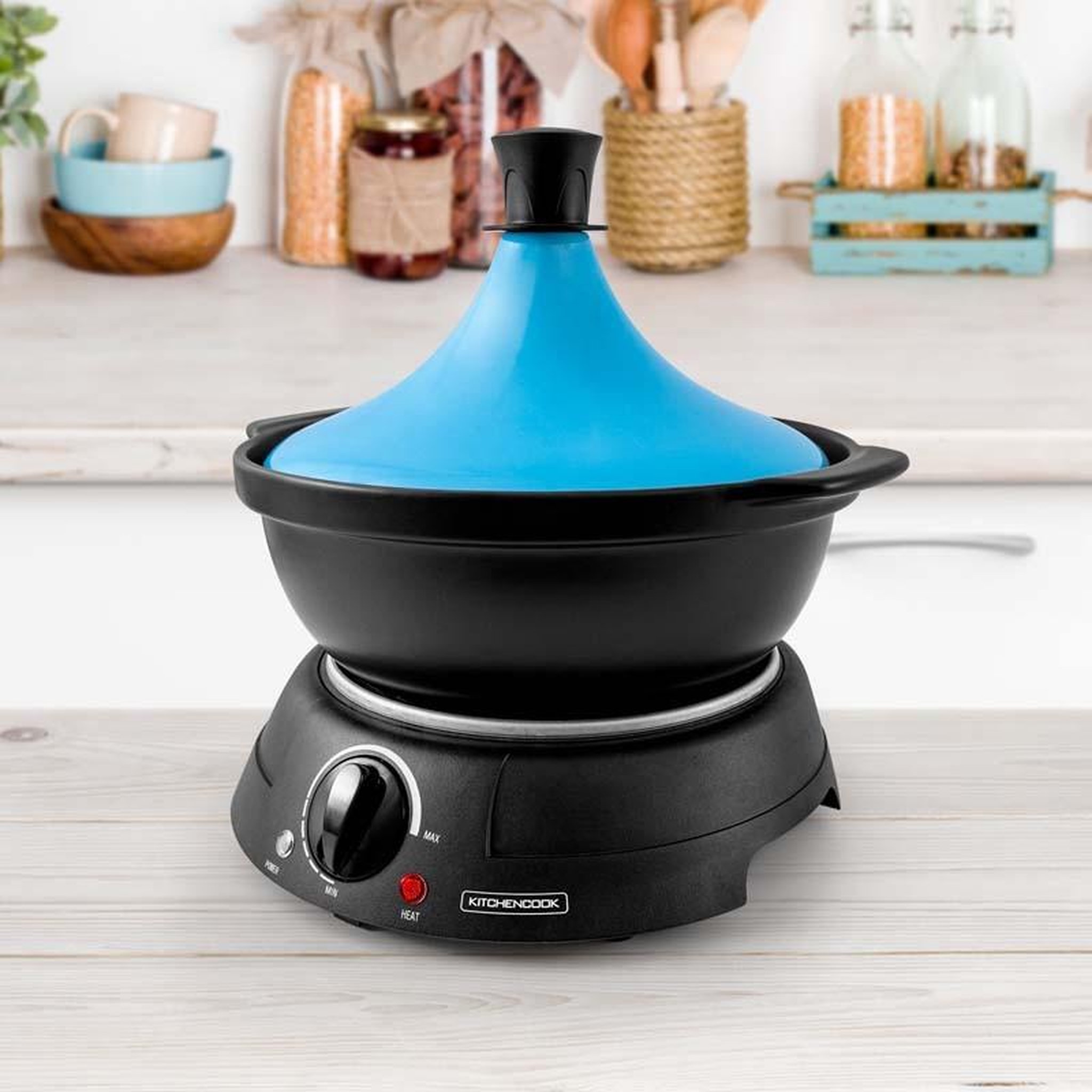 Voir la diapositive 4 : KITCHENCOOK Kitchencook - tajine électrique k-jine 3 bleue - 300 w 3 l - pot en terre cuite