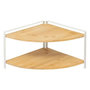 Voir la diapositive 2 : FIVE Étagère d'Angle 2 Niveaux en Bambou  Ordera  29cm Naturel & Blanc