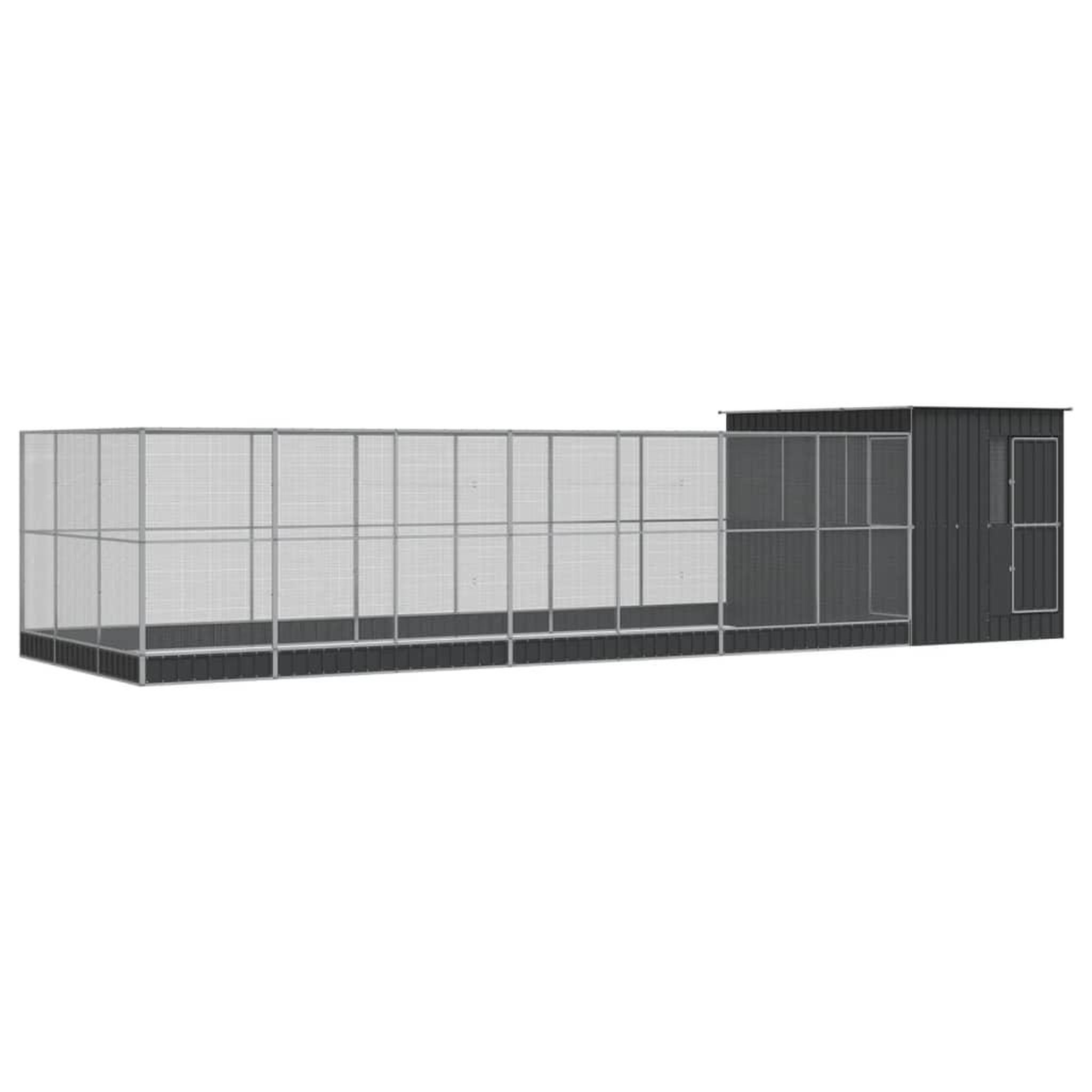 Voir la diapositive 2 : VIDAXL Voliere avec extension argente 911x303x216 cm acier