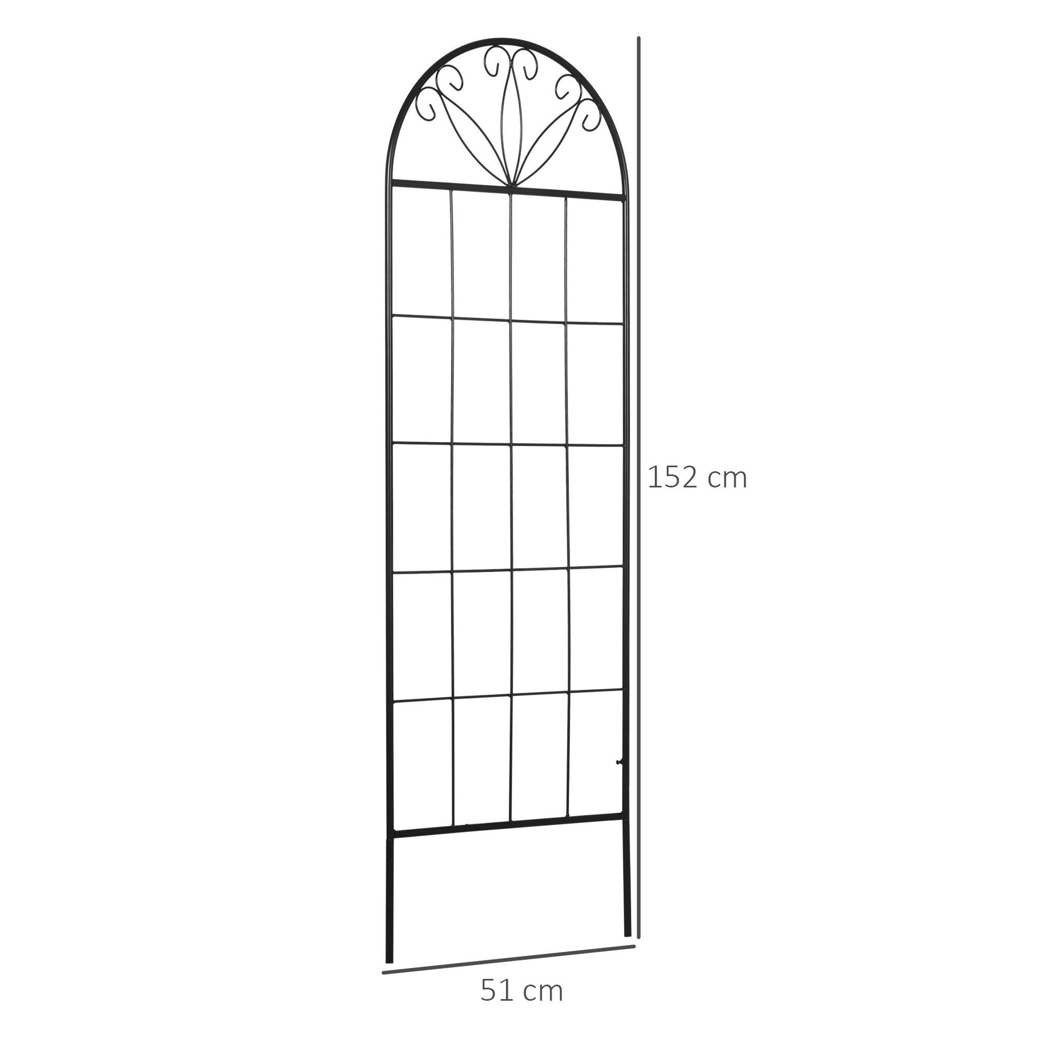 Voir la diapositive 3 : OUTSUNNY Treillis de jardin lot de 2 supports pour plantes grimpantes - dim. 51L x 152H cm - métal époxy noir