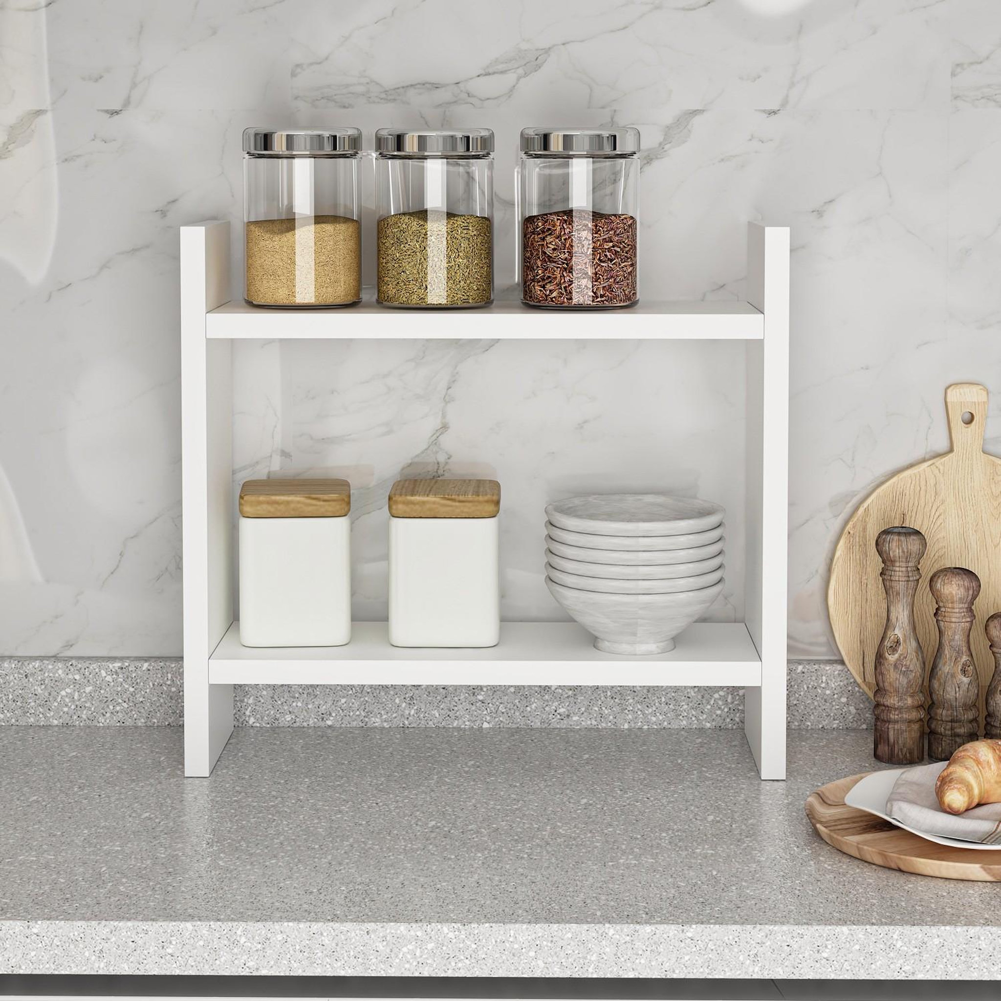Voir la diapositive 3 : Habitat et Jardin Étagère de cuisine en bois  denver  - 34 x 10 x 30 cm - blanc