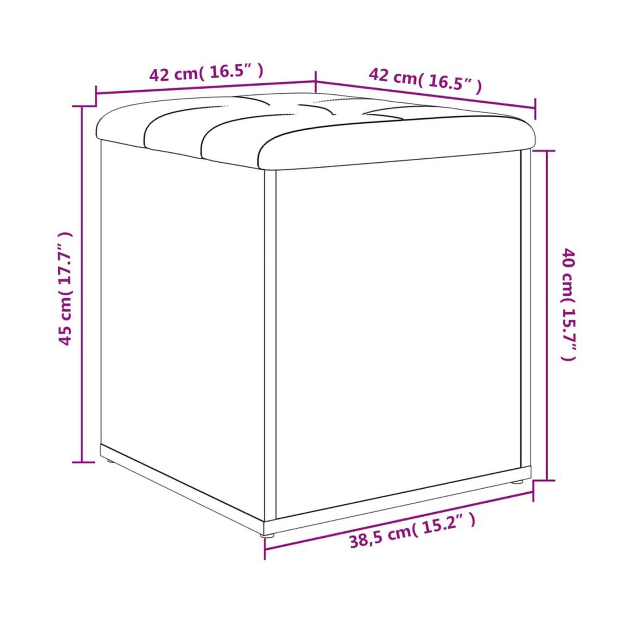 Voir la diapositive 6 : VIDAXL Banc de rangement noir 42x42x45 cm bois d'ingenierie