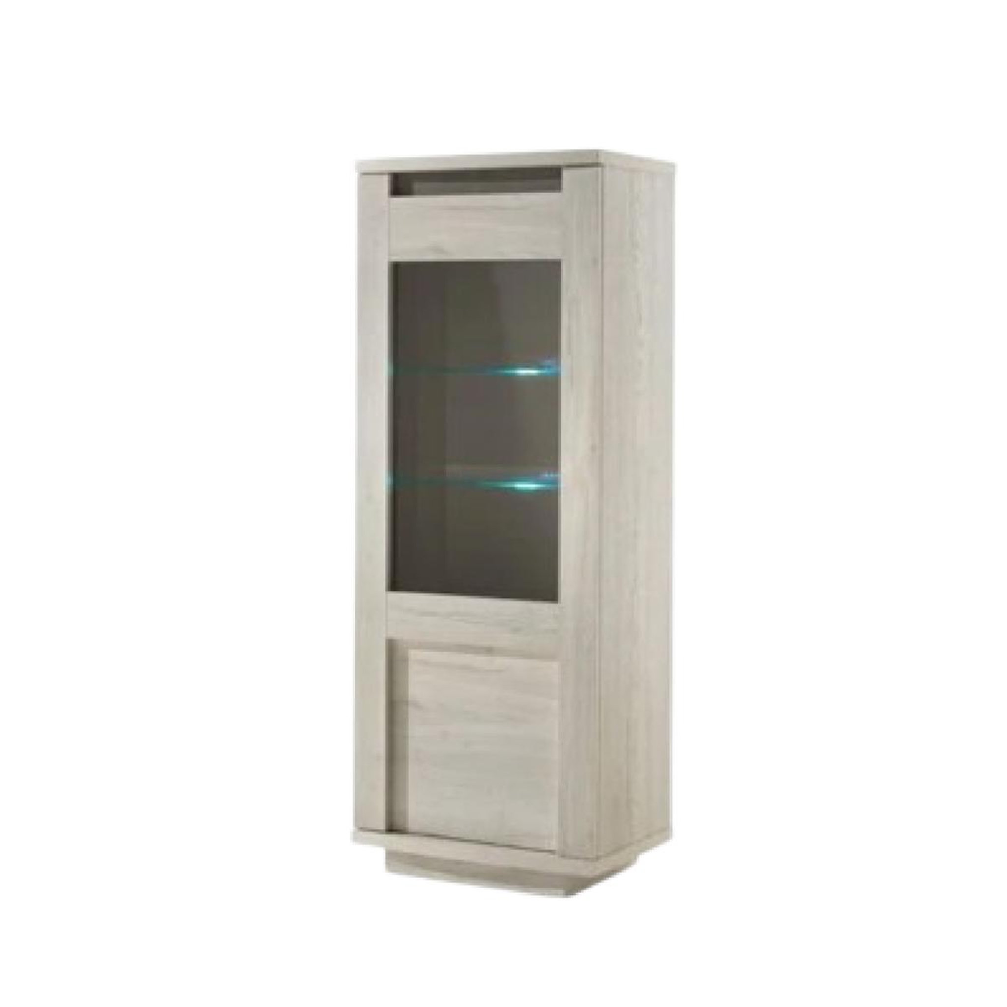 JLC KREATION Vitrine contemporaine 1 porte vitrée chêne blanchi MELINDA