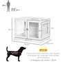 Voir la diapositive 3 : PAWHUT Cage pour chien animaux table d'appoint 2 en 1 - 2 portes verrouillables - dim. 76L x 54,5l x 56H cm - MDF acier blanc