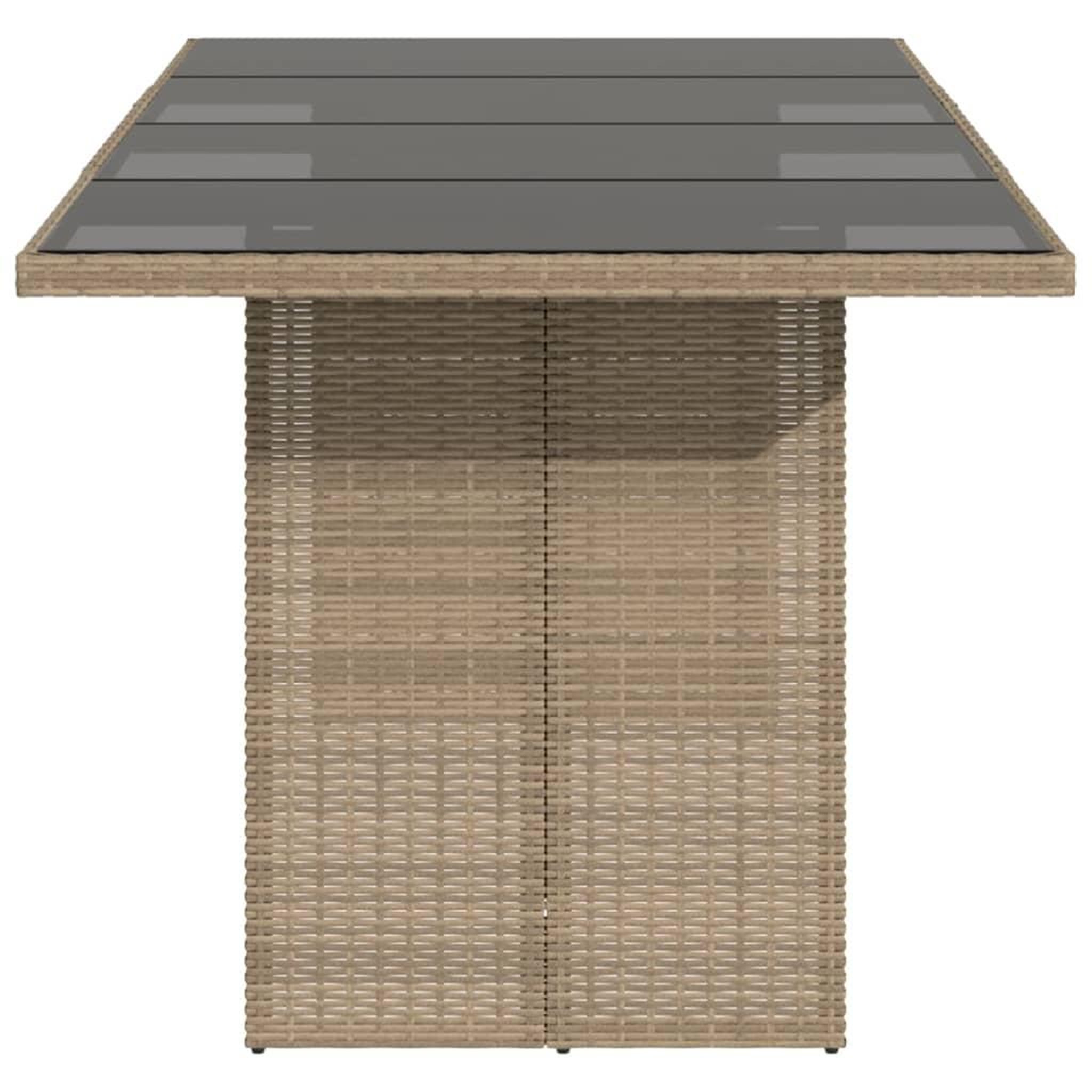 Voir la diapositive 5 : VIDAXL Table de jardin avec dessus en verre beige resine tressee
