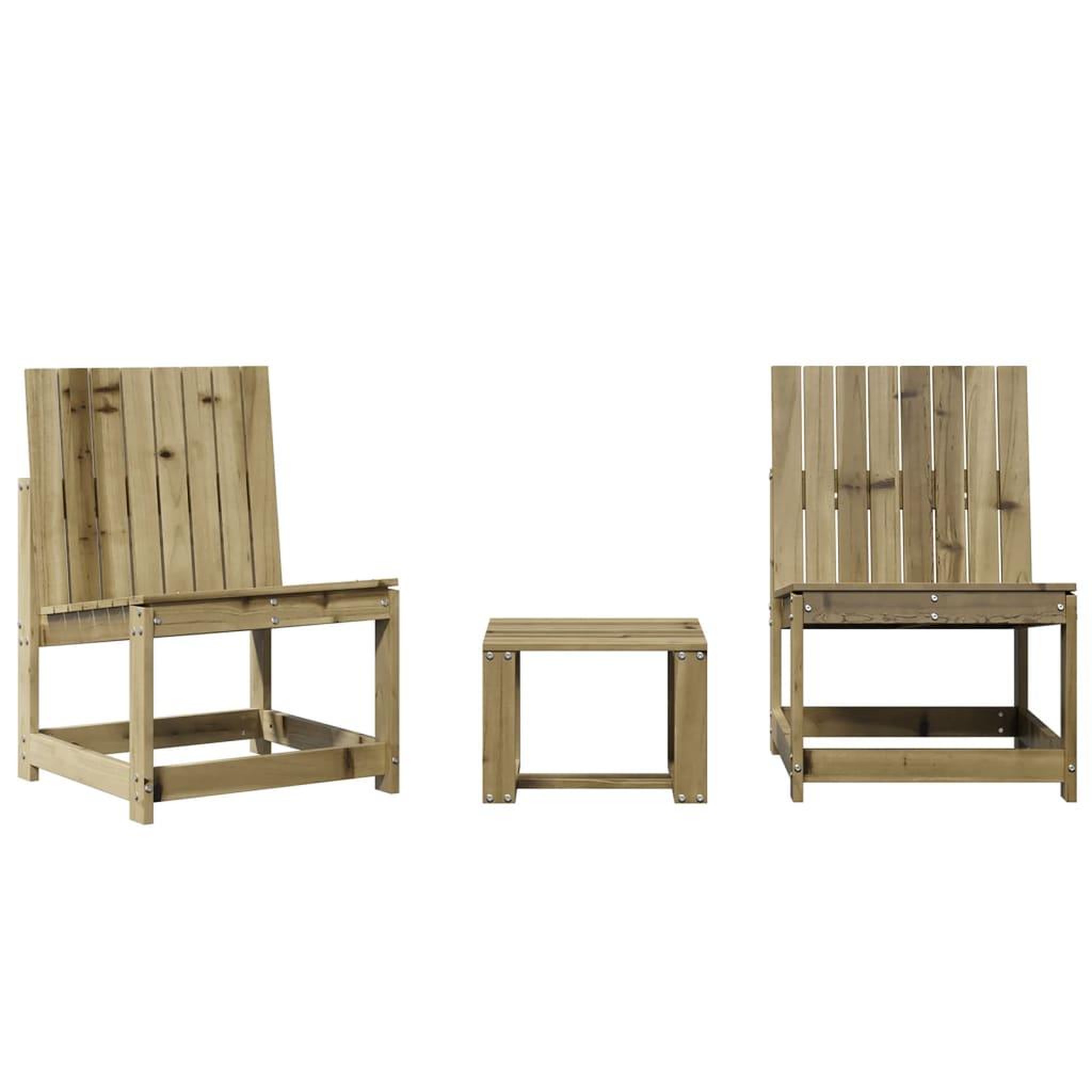 Voir la diapositive 2 : VIDAXL Salon de jardin 3 pcs bois de pin impregne