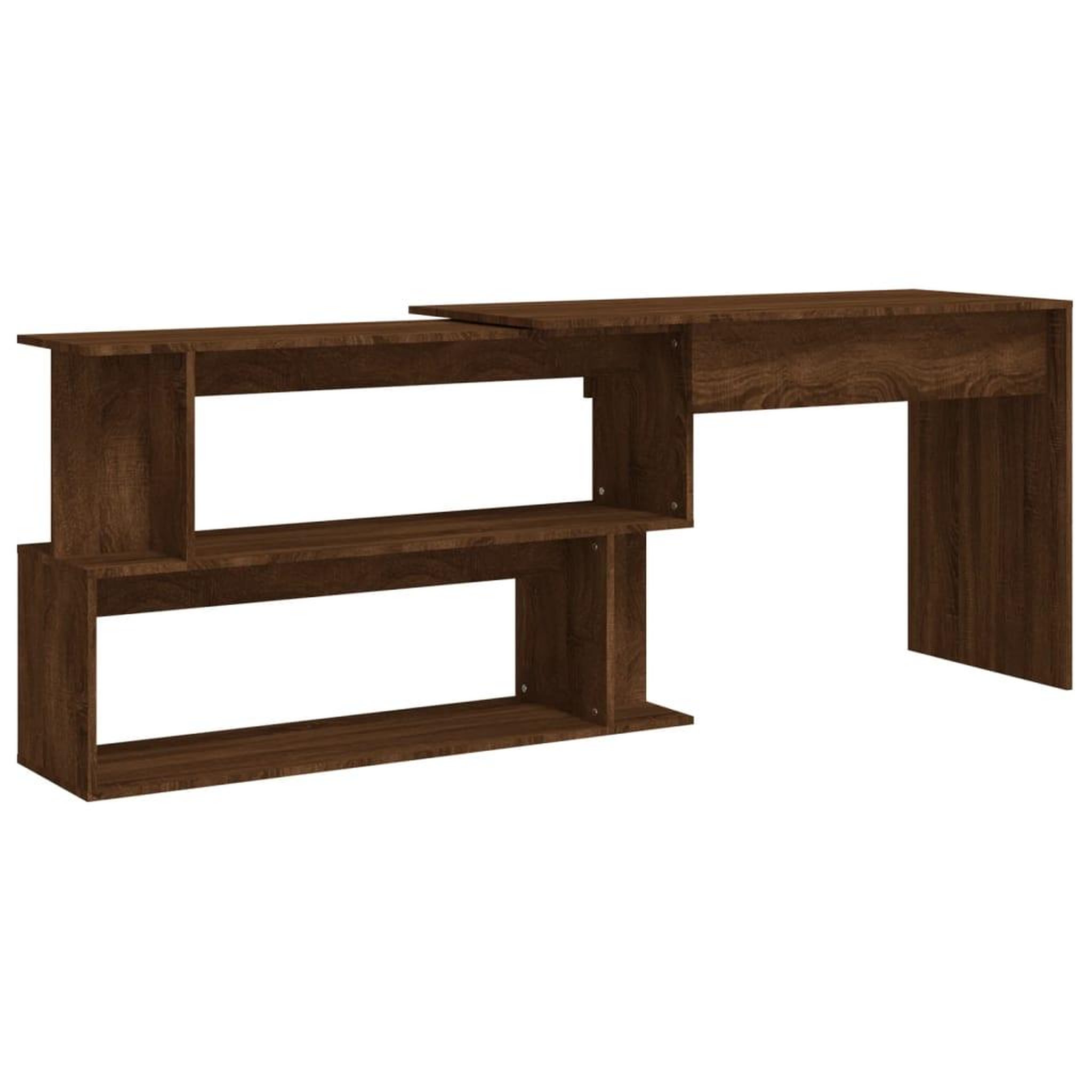 Voir la diapositive 2 : VIDAXL Bureau d'angle Chene marron 200x50x76 cm Bois d'ingenierie