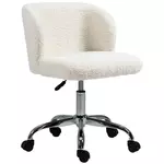 HOMCOM Chaise de bureau design - hauteur réglable, pivotante - piètement acier chromé revêtement effet laine bouclée blanc