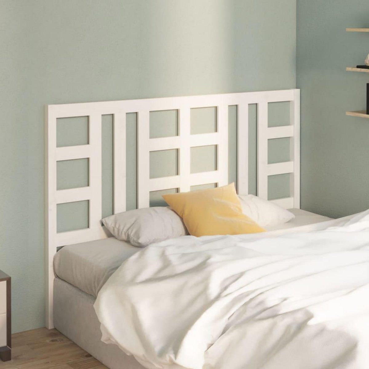 VIDAXL Tete de lit Blanc 146x4x100 cm Bois massif de pin