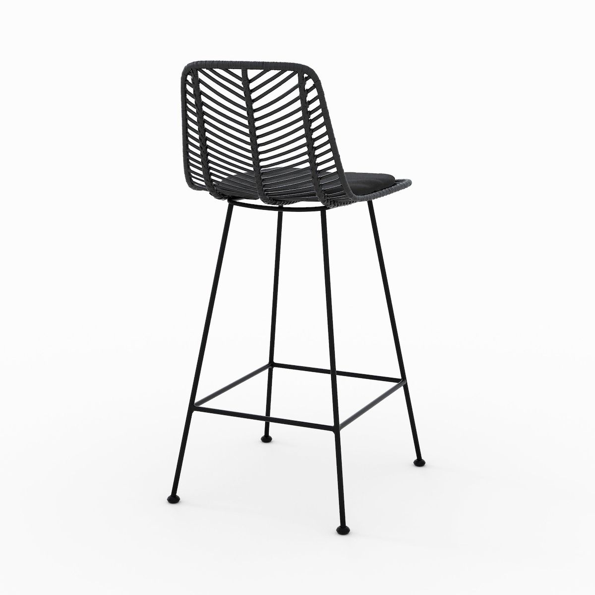 Rendez vous déco Lot de 2 chaises pour îlot central 66 cm en rotin noir-Tamara