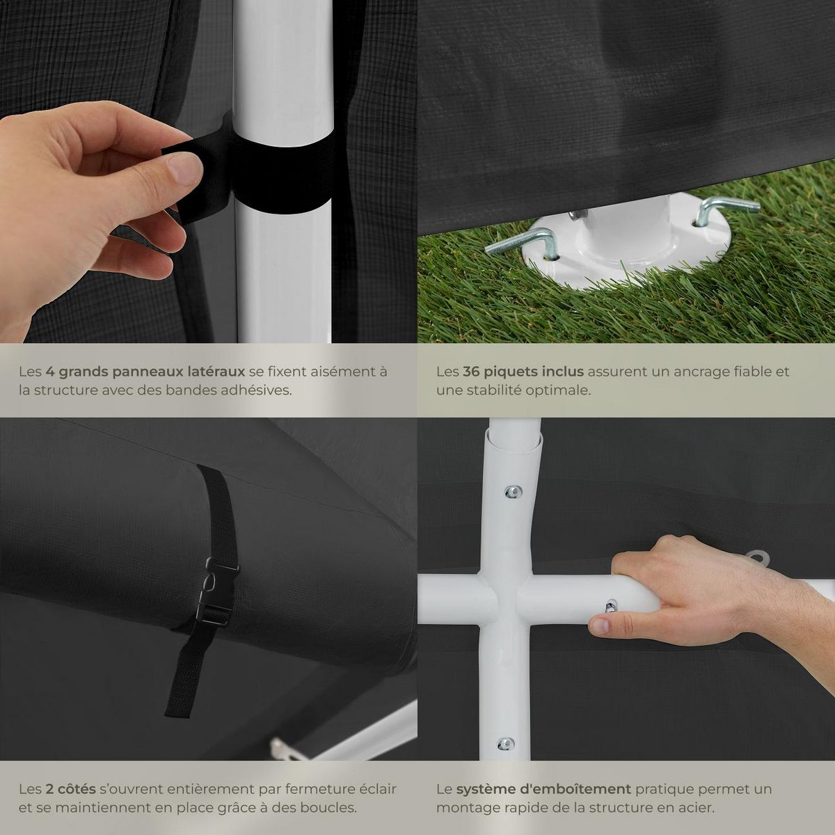 tectake Tonnelle 6 x 4 m gris