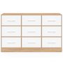 Voir la diapositive 3 : ID MARKET Commode 9 tiroirs en tissu UPPAH 113 cm meuble de rangement bois façon hêtre et blanc