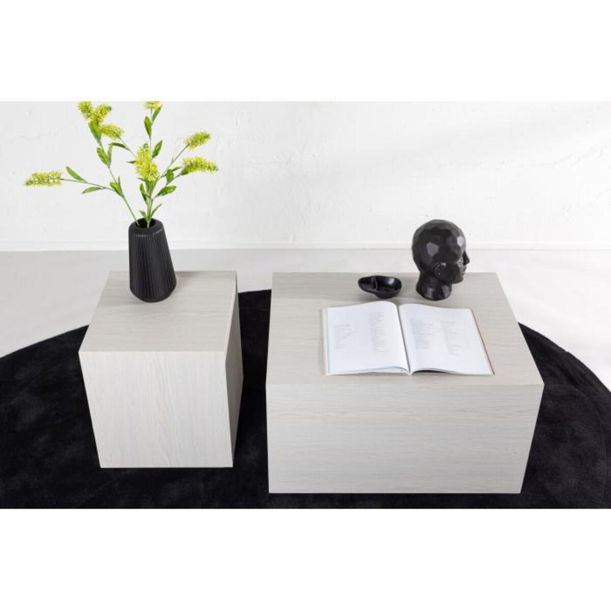 Paris Prix Lot de 2 Tables Basses Effet Bois  York  80cm Blanc