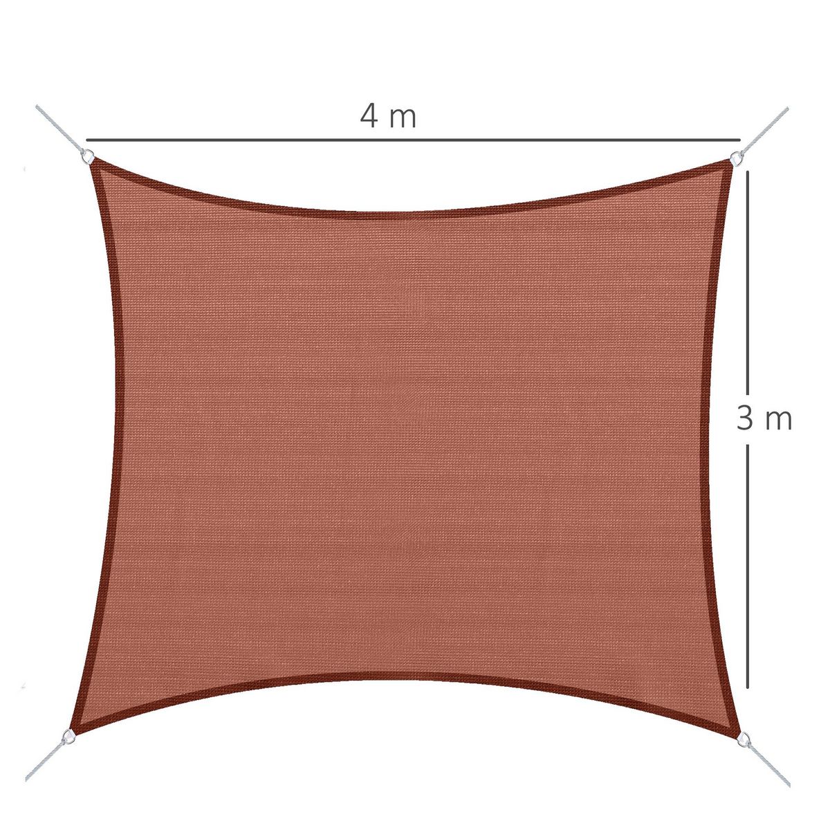 OUTSUNNY Voile d'ombrage rectangulaire 3 x 4 m polyéthylène haute densité résistant aux UV rouge
