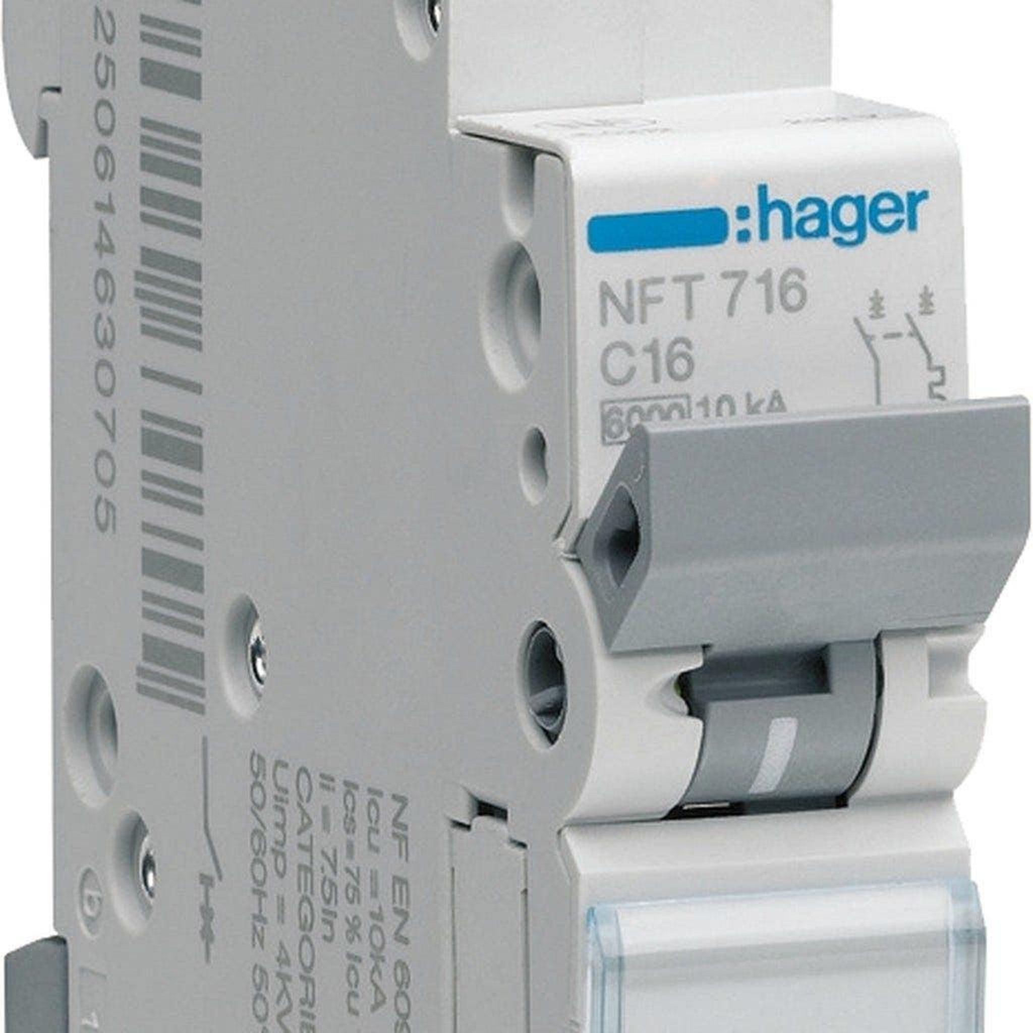 HAGER Disjoncteur 1p+n - courbe c - 6/10 ka