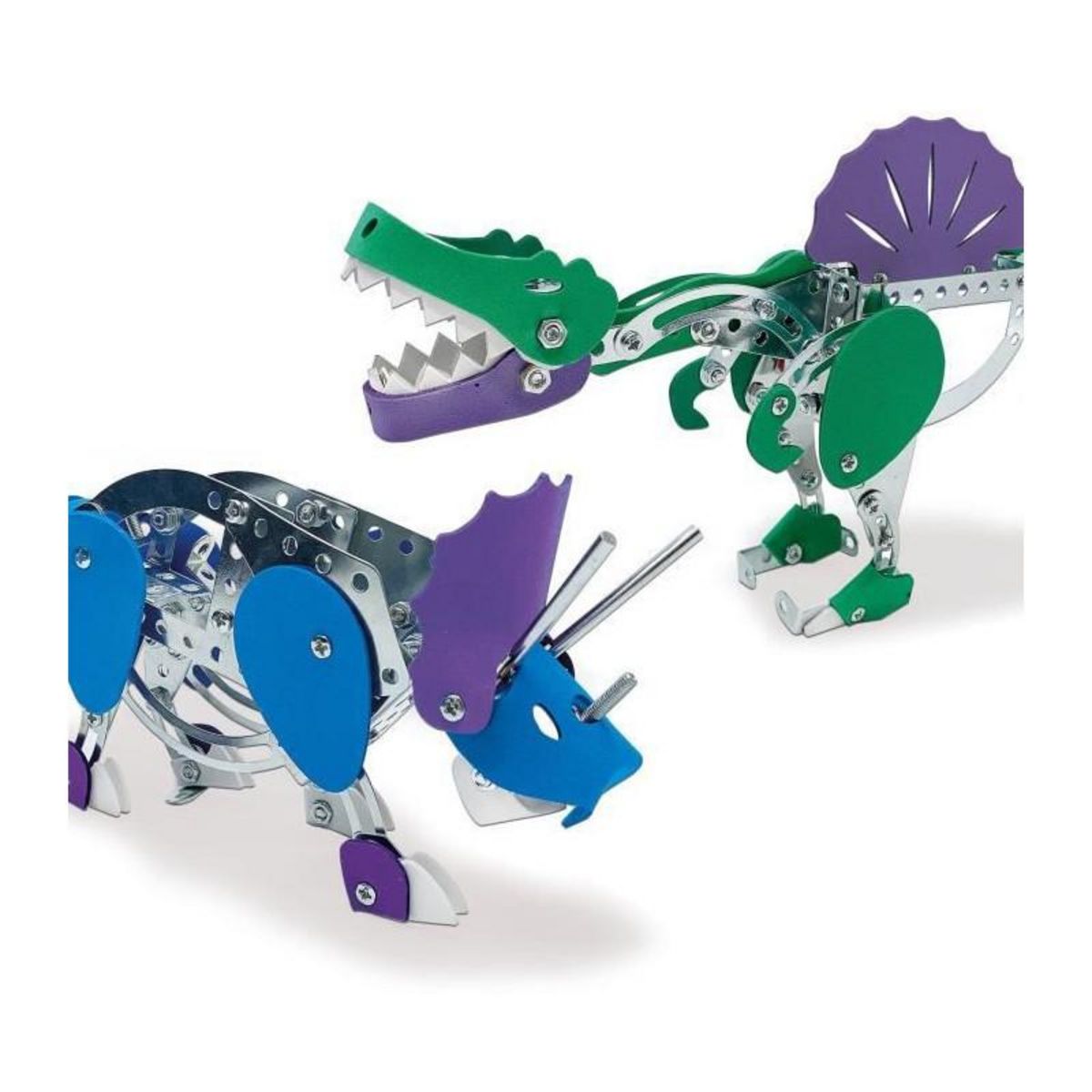 SES Creative Kit de construction de dinosaures en métal - Tricératops et spinosaure
