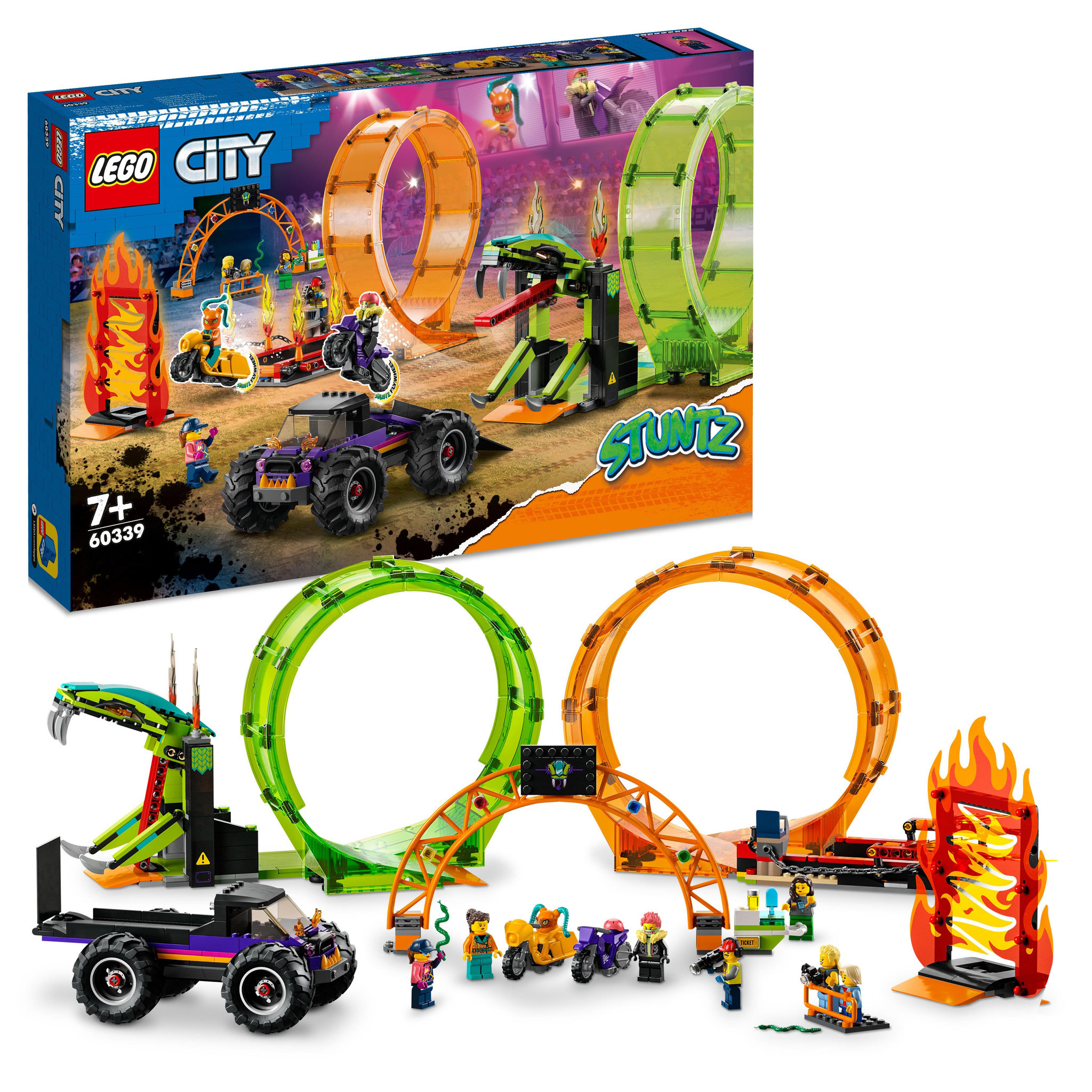 Voir la diapositive 2 : LEGO City 60339 L&rsquo;Arène de Cascade avec Double Looping, Jouet de Monster Truck