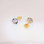 Voir la diapositive 3 : L'ATELIER D'AZUR Boucles d'Oreilles Or 18 Carats 750 Jaune - Zirconiums Topaze Bleue