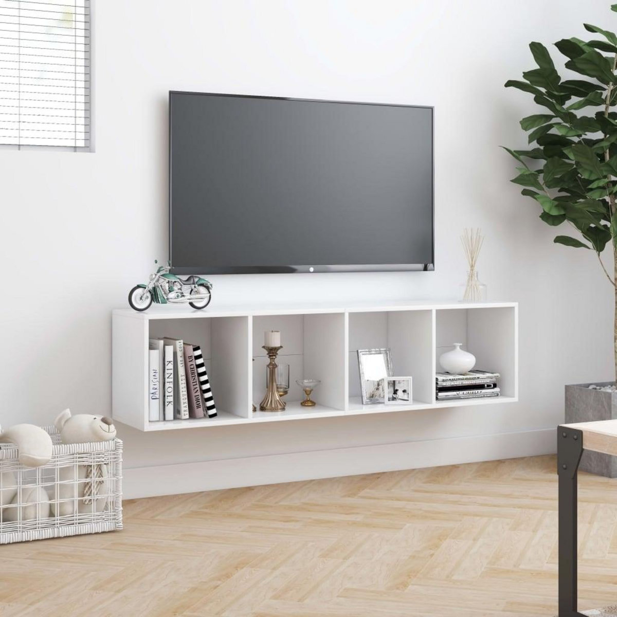 VIDAXL Bibliotheque/Meuble TV Blanc 143x30x36 cm