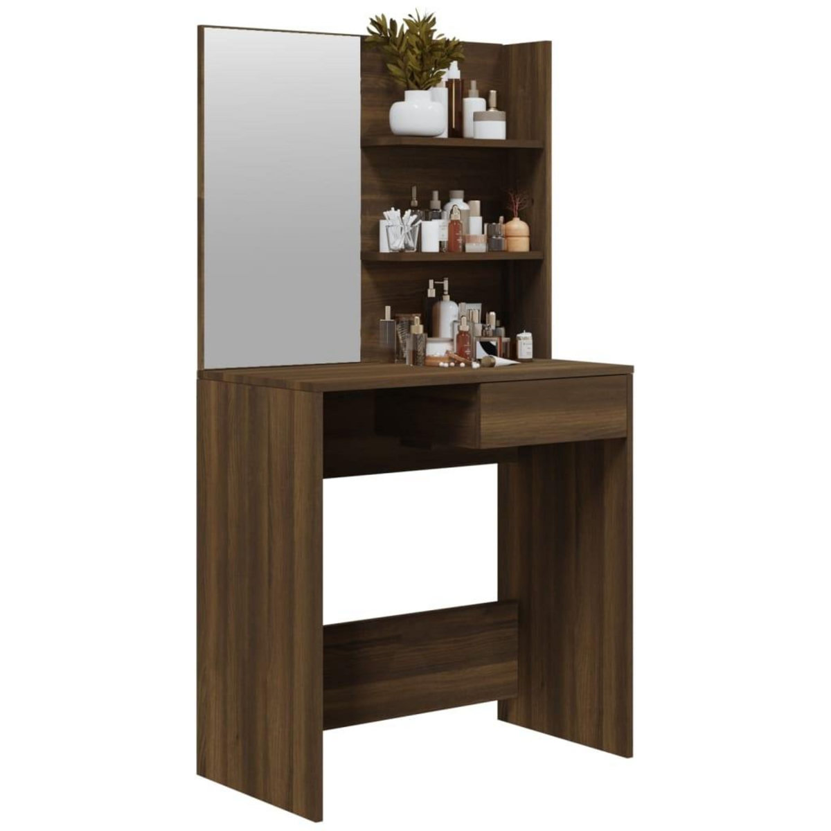 VIDAXL Coiffeuse avec miroir Chene marron 74,5x40x141 cm