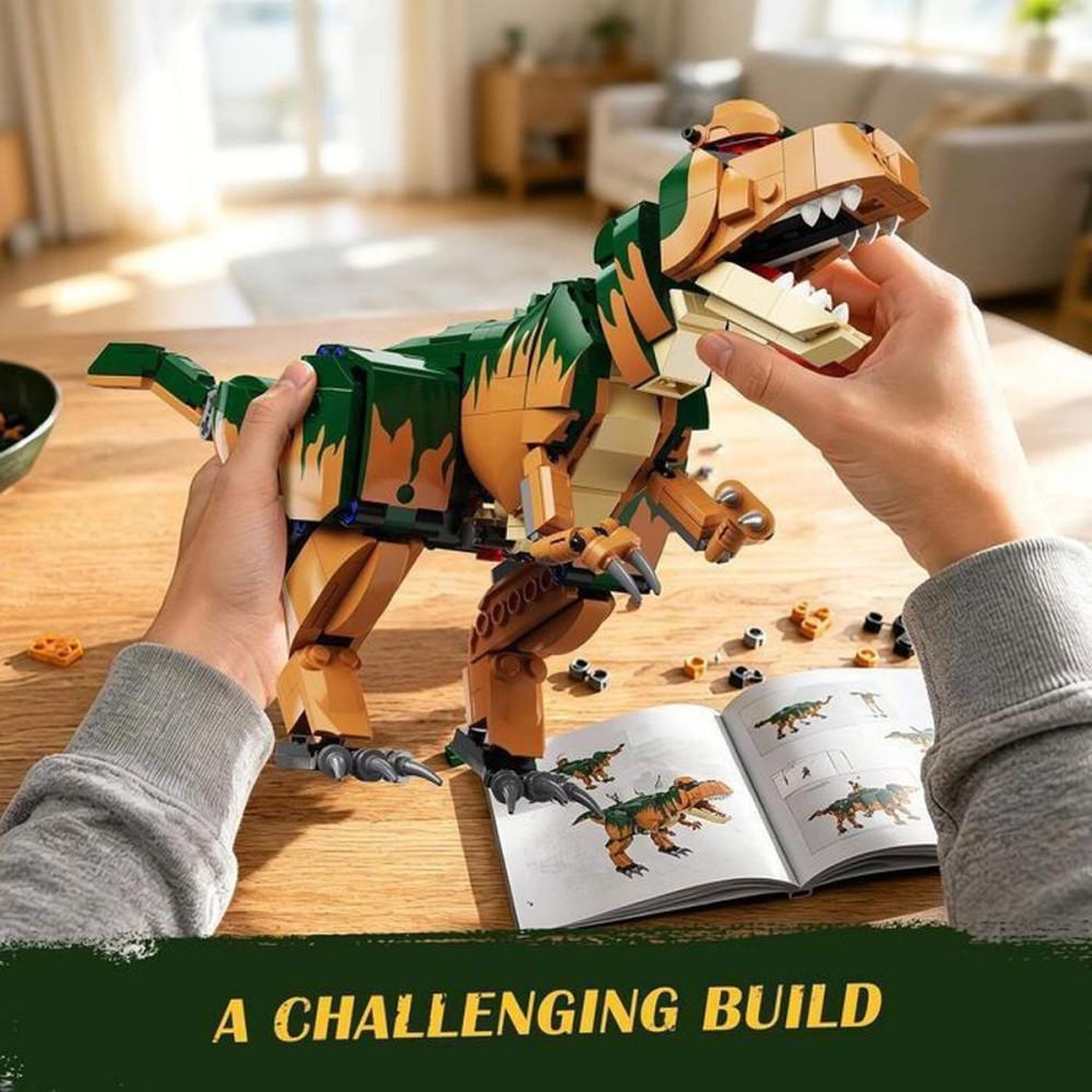 Voir la diapositive 4 : Coffret de construction mécanique dinosaure préhistorique 842 pièces à engrenages animés, système d'action par manivelle