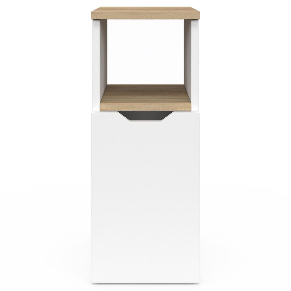 ID MARKET Lot de 2 tables de chevet ANOUK 1 porte avec niche blanc et bois