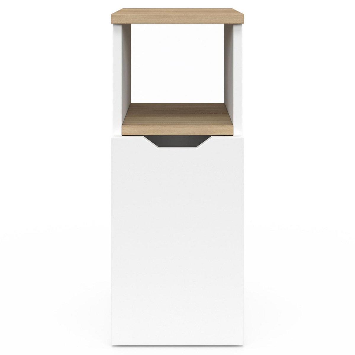 ID MARKET Lot de 2 tables de chevet ANOUK 1 porte avec niche blanc et bois