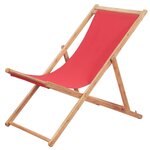 VIDAXL Chaise pliable de plage Tissu et cadre en bois Rouge