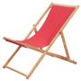 Voir la diapositive 1 : VIDAXL Chaise pliable de plage Tissu et cadre en bois Rouge