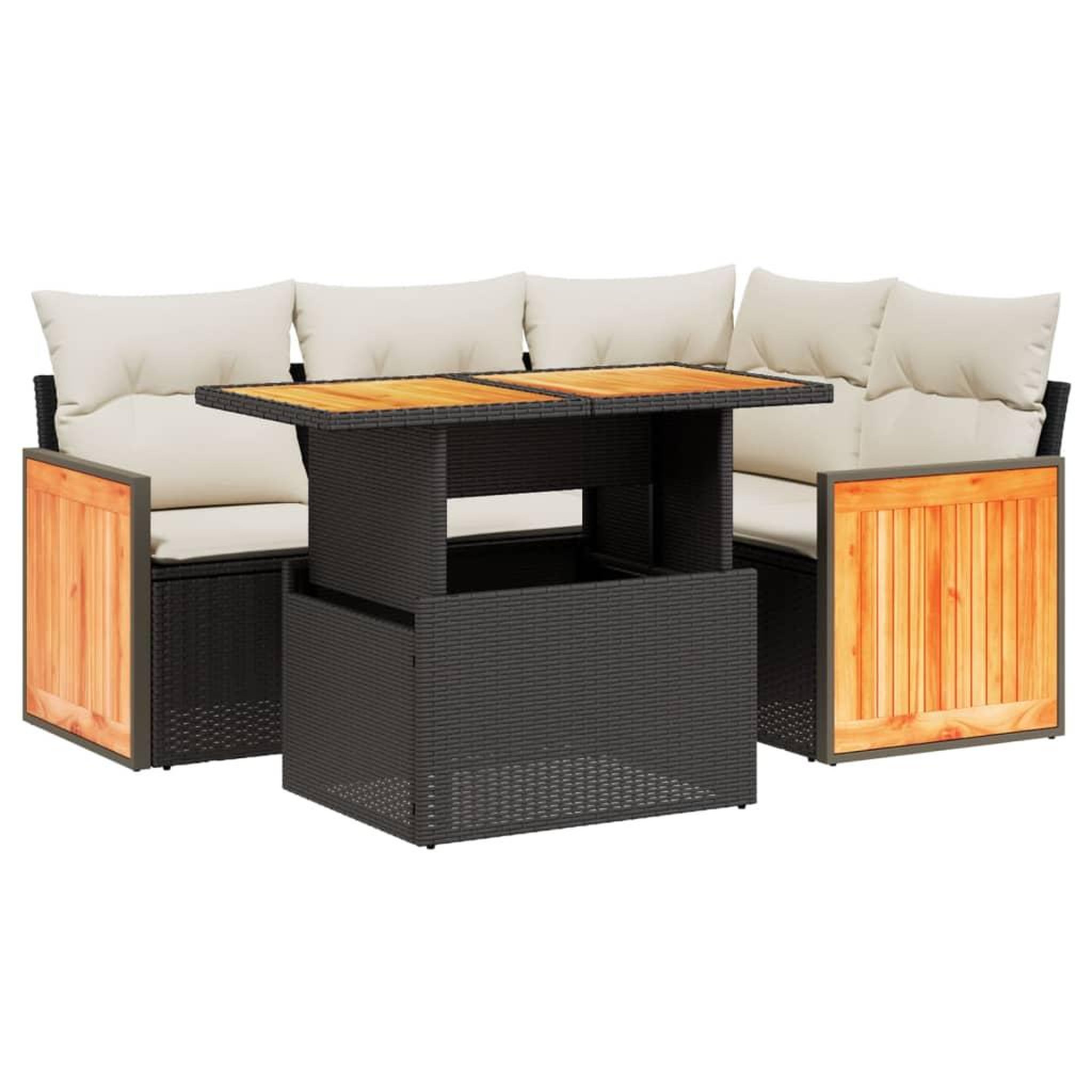 Voir la diapositive 2 : VIDAXL Salon de jardin 5 pcs avec coussins noir resine tressee