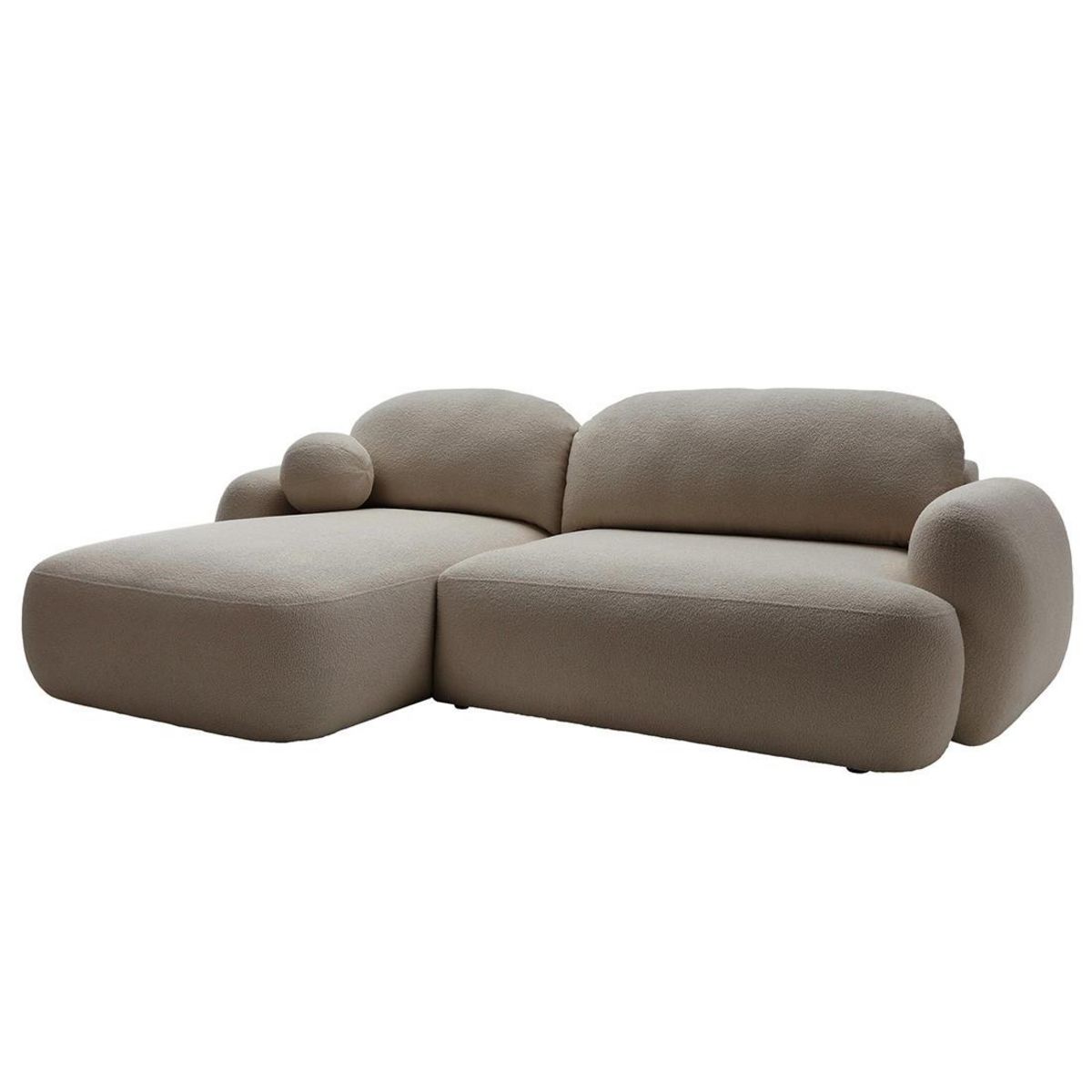 BEST MOBILIER Berenice - canapé d'angle gauche 4 places convertible avec coffre en tissu bouclette