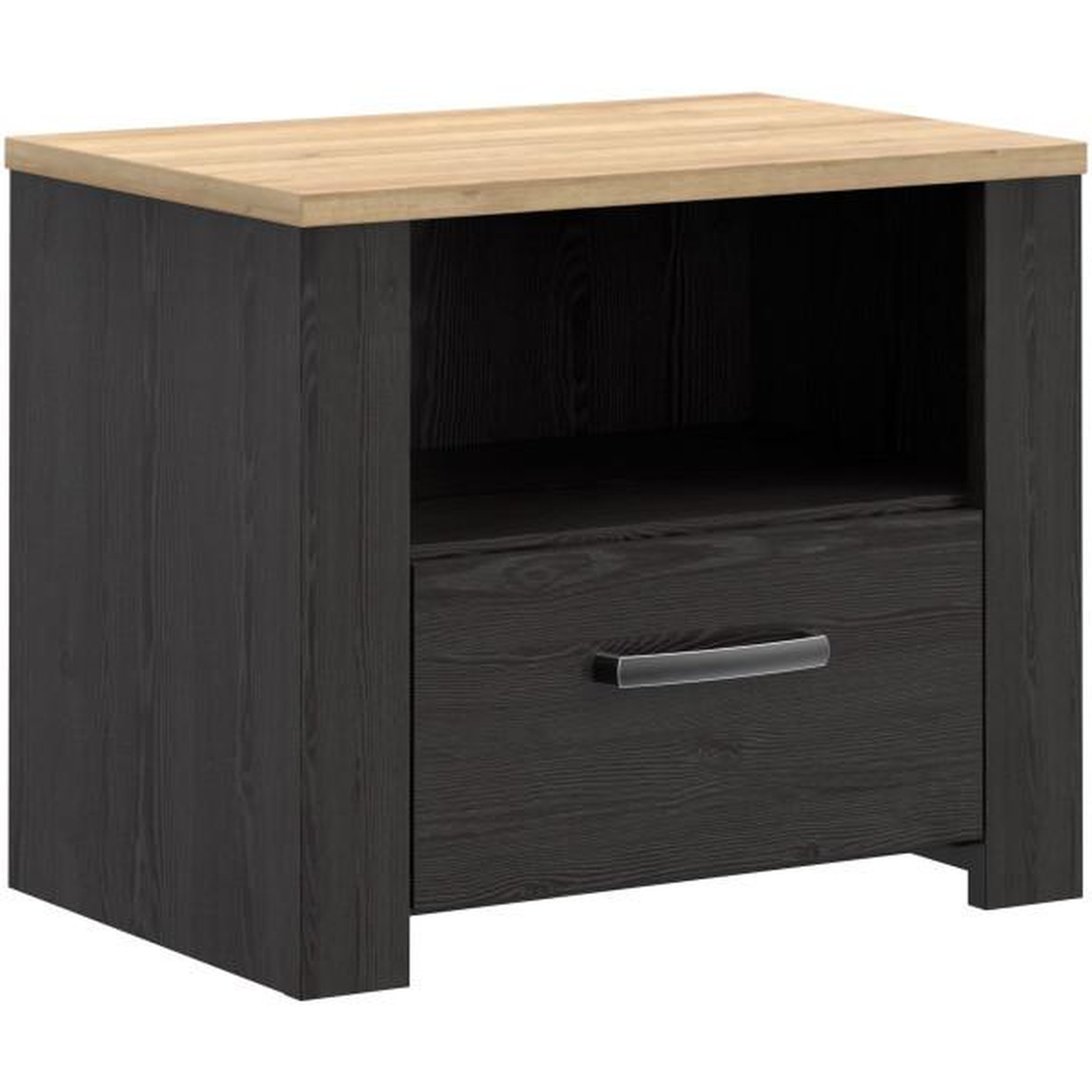 MARKET24 Chevet 1 tiroir et 1 niche - BOHOL - Chene / Blanc - L61,6 x P42 x H52 cm
