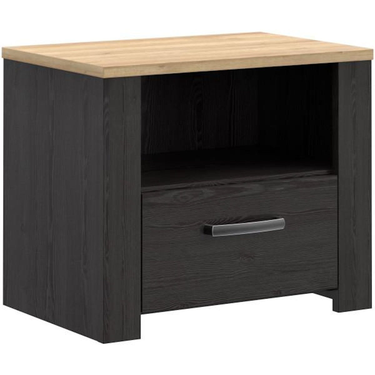 MARKET24 Chevet 1 tiroir et 1 niche - BOHOL - Chene / Blanc - L61,6 x P42 x H52 cm