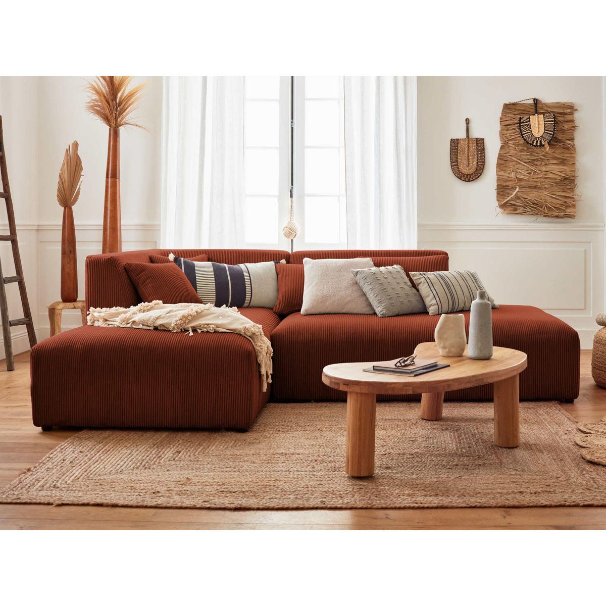 LISA DESIGN Victoire - canapé modulable d'angle gauche - 4 places - en velours côtelé