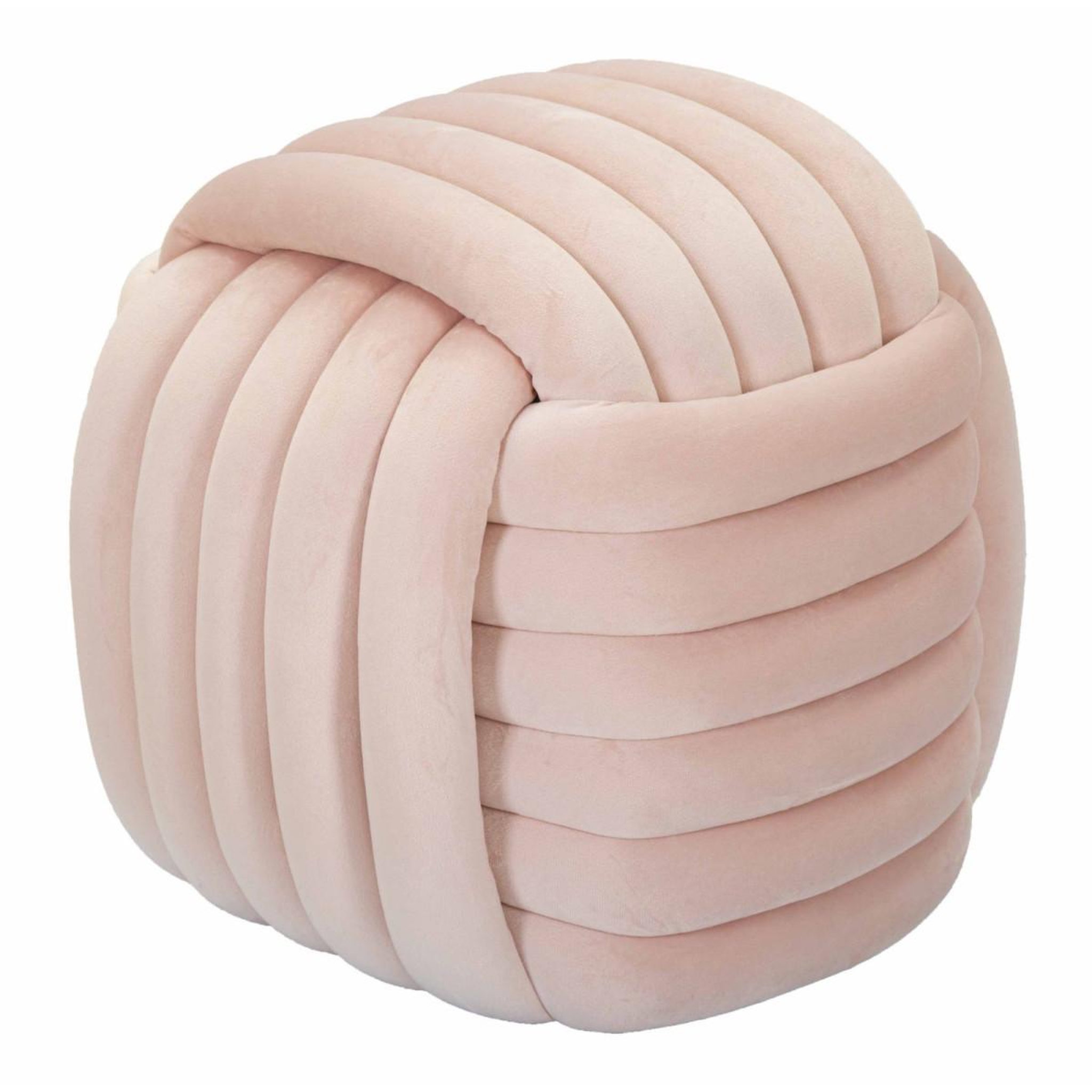Paris Prix Pouf design en velours  softy  45cm rose