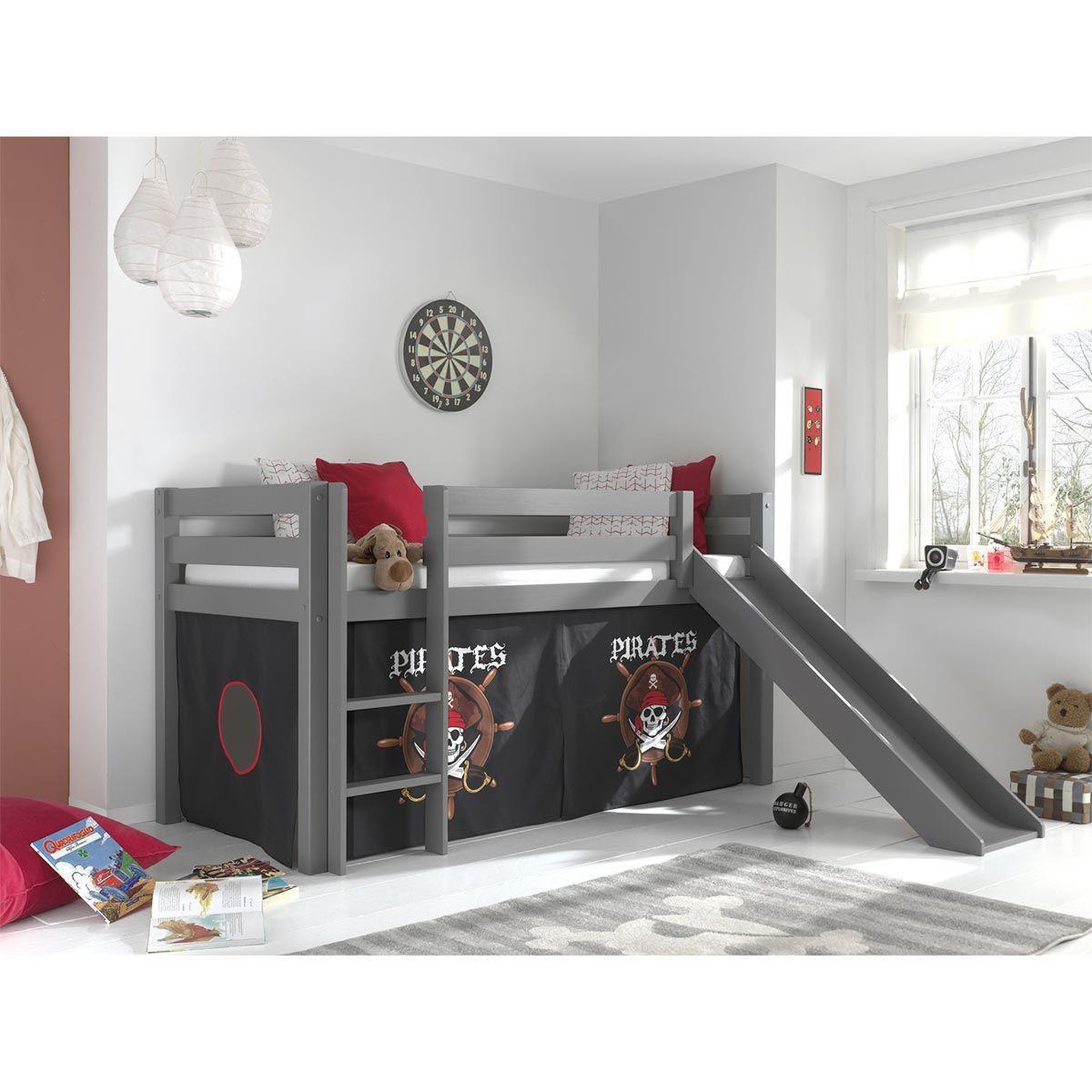 Voir la diapositive 2 : Paris Prix Pack - lit enfant toboggan & tente  pino pirates ii   gris