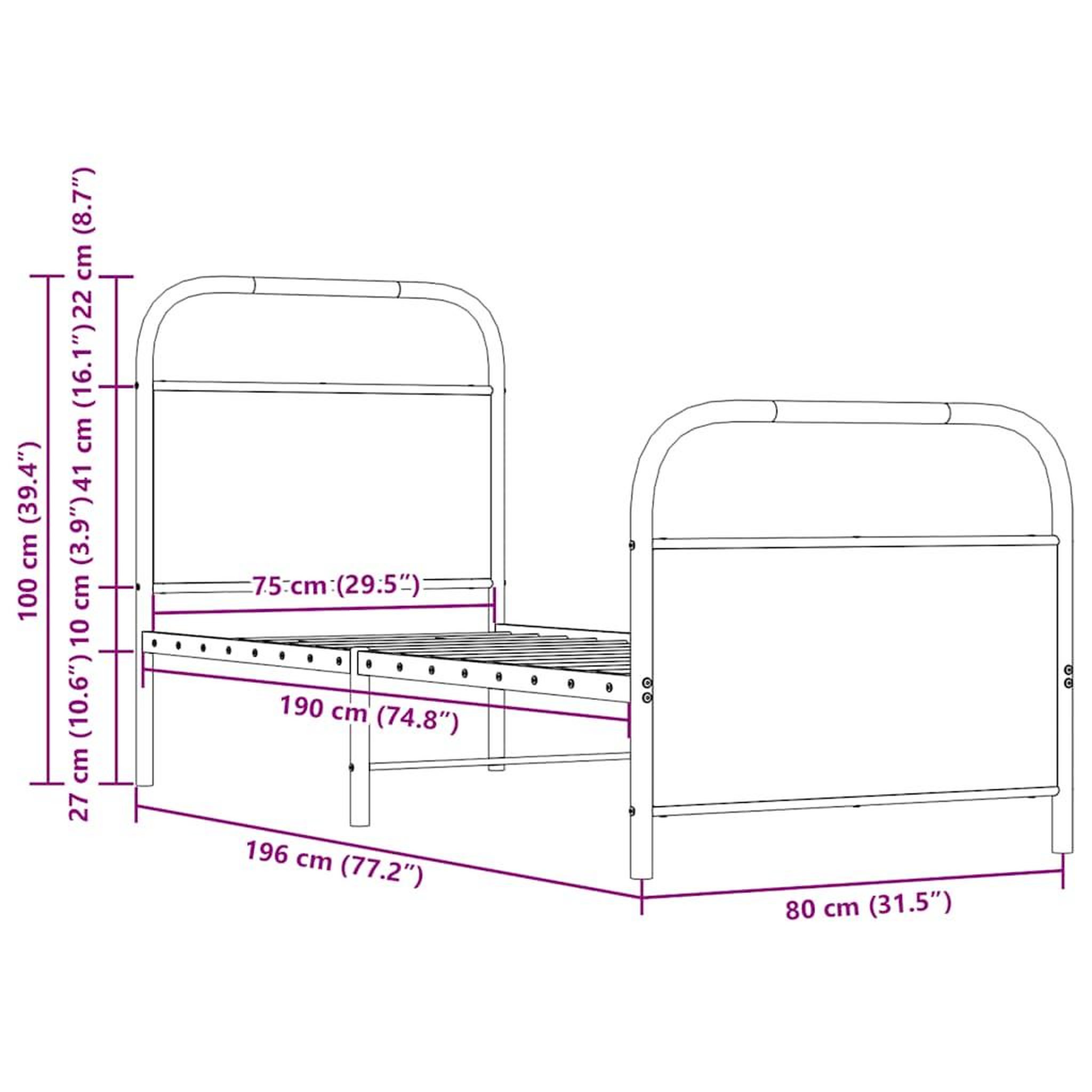 Voir la diapositive 6 : VIDAXL Cadre de lit sans matelas 75x190cm chene sonoma bois ingenierie