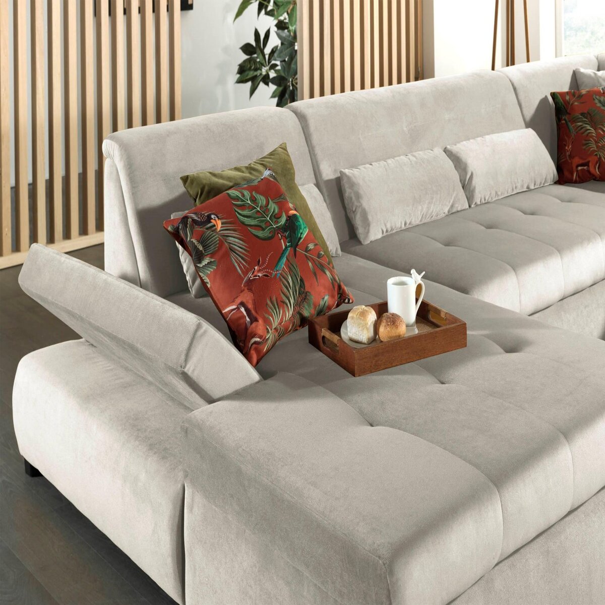 LISA DESIGN Vermont - canapé panoramique d'angle droit - 7 places - xxl - en velours