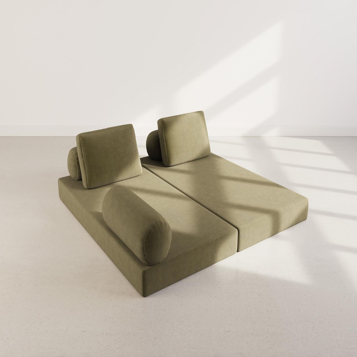 LISA DESIGN Lonny - canapé 3 places convertible en velours côtelé