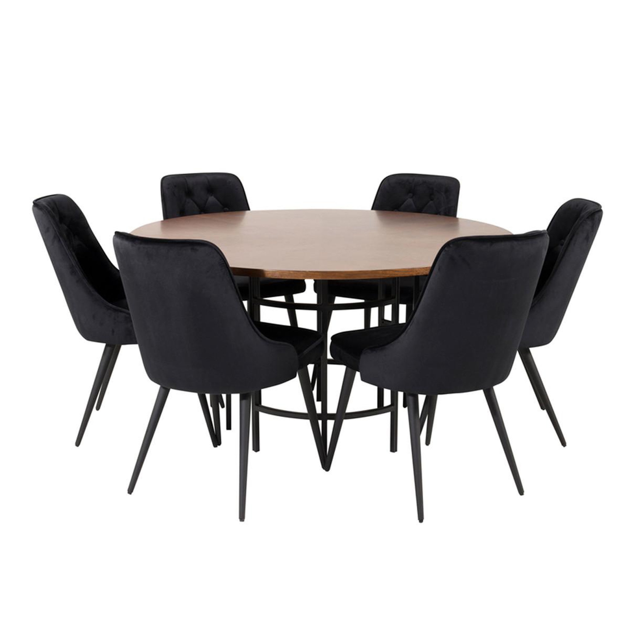 Paris Prix Ensemble table à manger & 6 chaises  copenhagen & velvet  140cm noir & marron