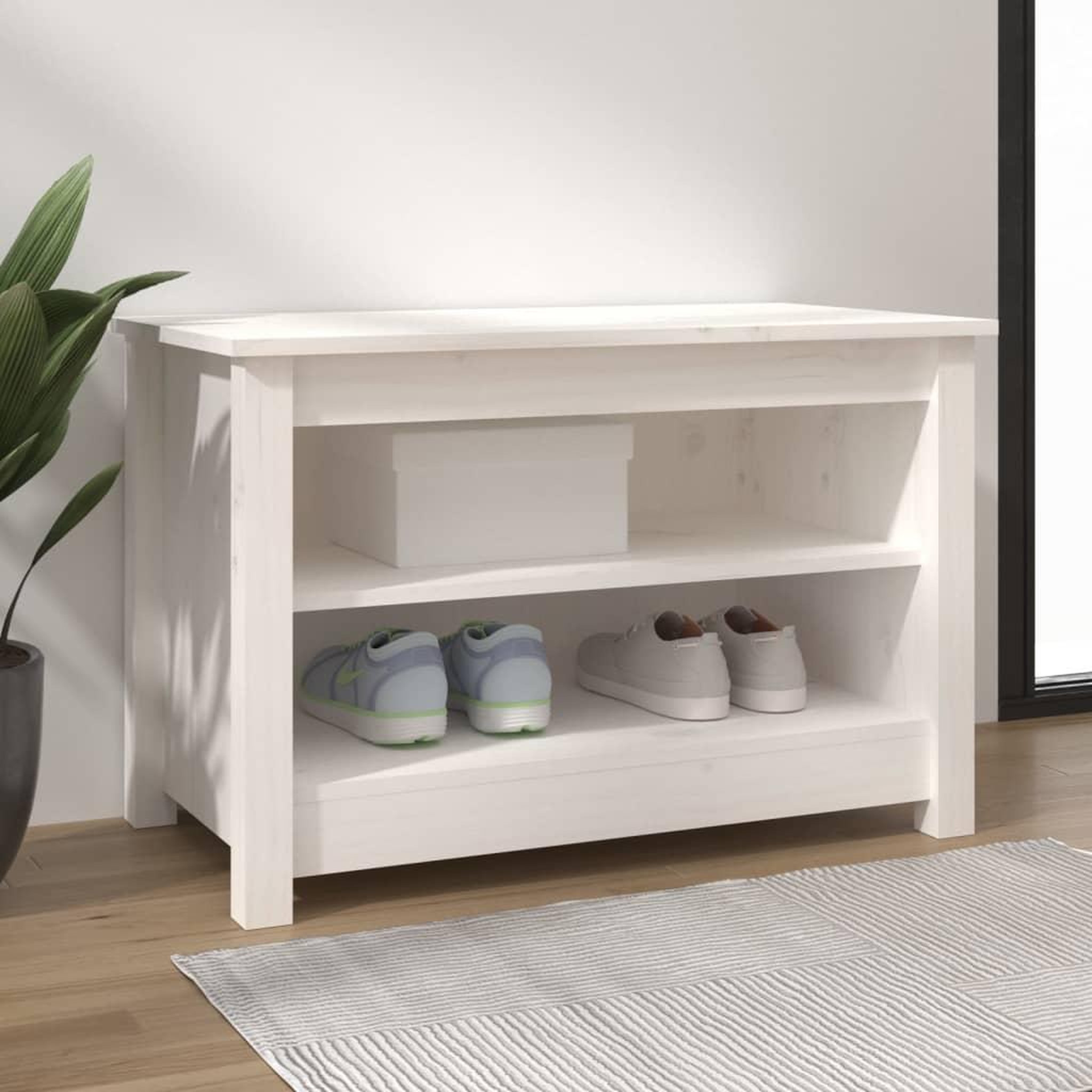 Voir la diapositive 1 : VIDAXL Banc a chaussures Blanc 70x38x45,5 cm Bois de pin massif